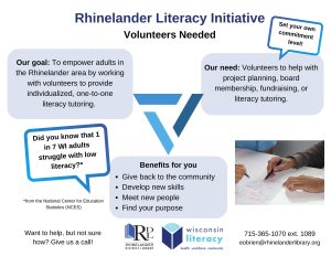 Rhinelander Literacy Initiative looking for volunteers