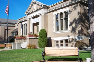 Front of library on a sunny day